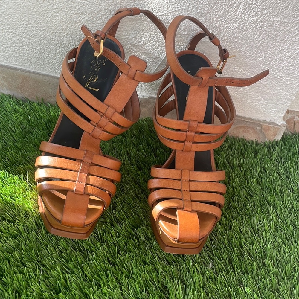 YSL 37.5 Brown Leather High Heels